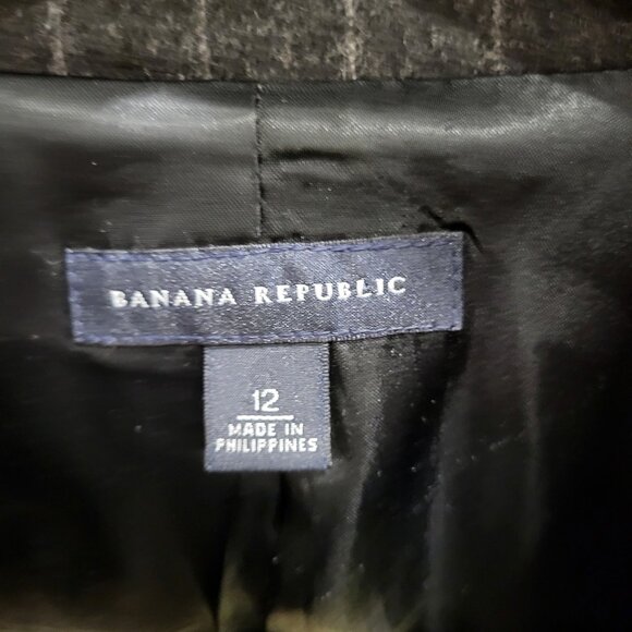 Banana Republic Blazer Women's 12 Charcoal Pinstripe Wool Cashmere Fitted Office - Picture 4 of 7